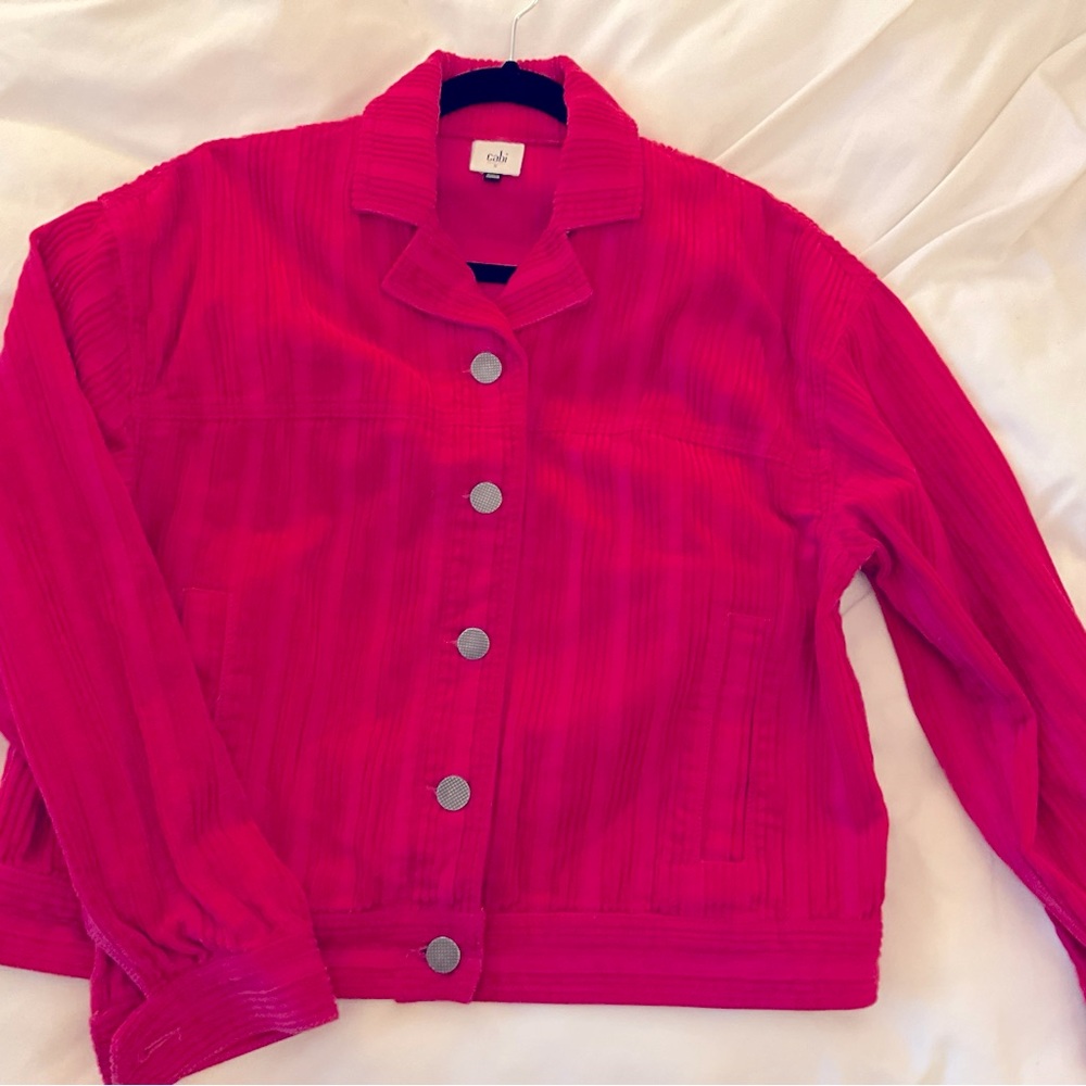 Hot Pink wide corduroy Button-Up Jacket